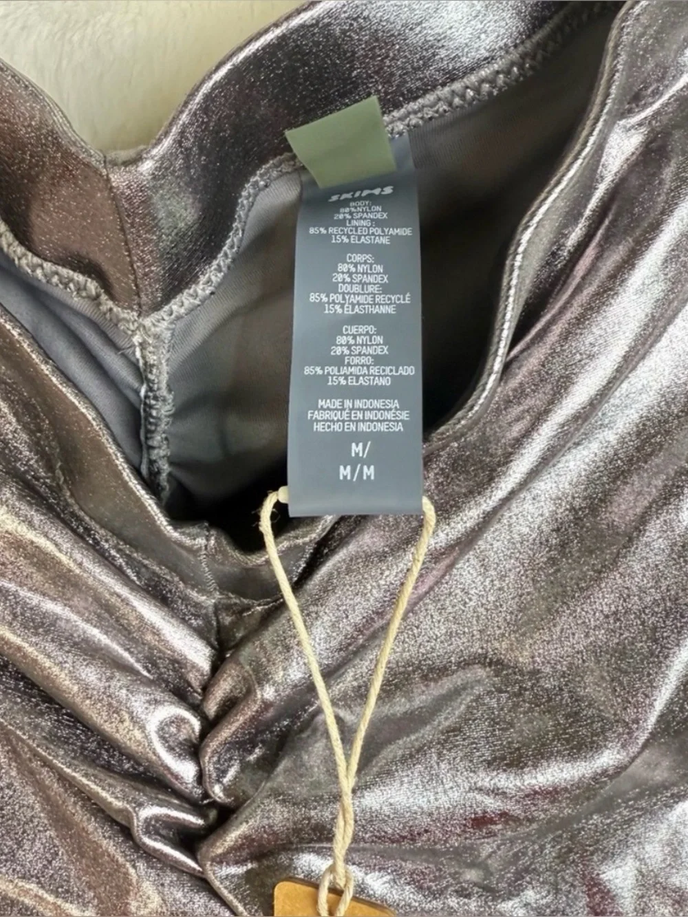 NWT SKIMS Metallic Swim V Waist Pant Medium Carbon Gray Cover Up Ruched Y2K
